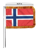 Drapeau de bureau à franges Norvège en gros avec base en plastique argenté pour réunions d'entreprise et expositions commerciales – Direct Usine