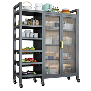 Organizador <span class=keywords><strong>de</strong></span> Cocina <span class=keywords><strong>de</strong></span> 3/4 Niveles, Mueble <span class=keywords><strong>de</strong></span> <span class=keywords><strong>Almacenamiento</strong></span> con Puertas, Soporte para Horno Microondas, <span class=keywords><strong>Estante</strong></span> <span class=keywords><strong>Giratorio</strong></span> con Cestas y Estantes - Product Image 2
