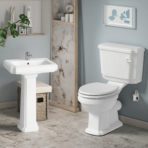 Ensemble de toilettes en céramique traditionnelles Jamban à double chasse, deux pièces, avec vidange horizontale, montage au sol, pour salle de bain domestique - Product Image 2