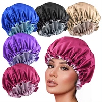 Bonnet élastique en satin double couche avec logo personnalisé en gros Bonnet pour cheveux en satin de soie réglable pour femmes