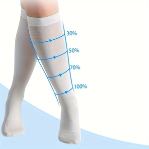 Factory White Graduado Anti Embolismo 15-20 mmHg Rodilla Muslo <span class=keywords><strong>Medias</strong></span> de alta compresión Calcetines <span class=keywords><strong>con</strong></span> orificio de inspección - Product Image 1
