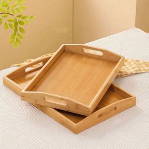 Plateau en bambou et bois Plateau à thé rectangulaire en bois massif Moon End Meal Plateau de barbecue commercial - Product Image 1