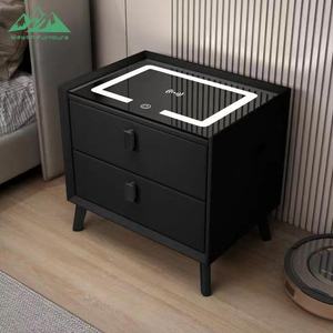 <span class=keywords><strong>Table</strong></span> <span class=keywords><strong>de</strong></span> <span class=keywords><strong>chevet</strong></span> surélevée Wayon moderne et intelligente avec sécurité par empreinte digitale, chargeur sans fil et haut-parleur, 2 tiroirs - Product Image 5