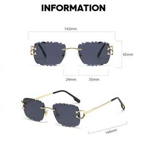 Lunettes de soleil rétro 2025 personnalisées avec logo, verres irréguliers sans monture, protection UV400, branches en alliage, forme carrée, pour hommes et femmes - Product Image 5