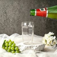 Gobelet à bière en plastique PET de 18 oz (500 ml), jetable, réutilisable, incassable, verres à boire pour bar et pub, pas besoin de lavage