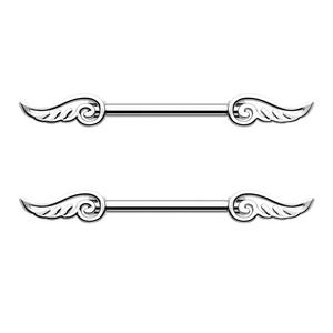 Anillos para pezones de acero inoxidable, barra recta, anillo para pezón, incrustaciones de zirconia cúbica, <span class=keywords><strong>alas</strong></span>, <span class=keywords><strong>Piercing</strong></span> para pezón - Product Image 1