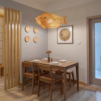 Lampes de lustre en tissage de bambou de style poisson lampe suspendue de restaurant lampes suspendues d'intérieur