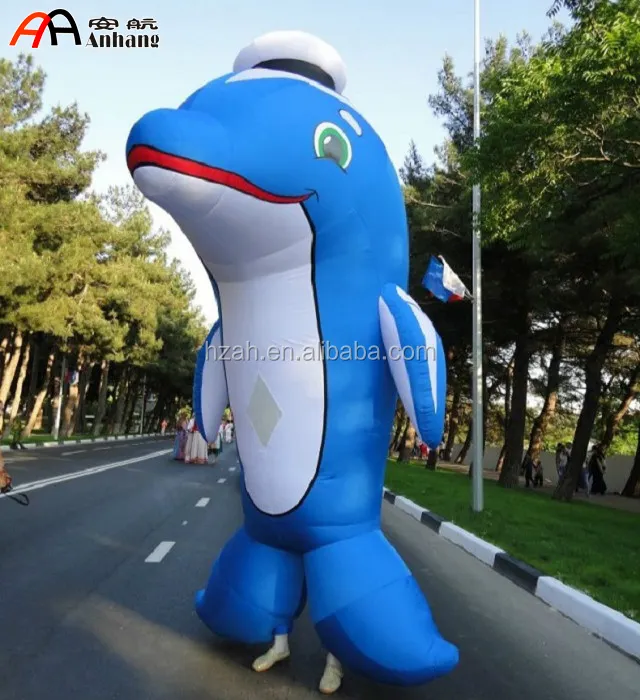 Inflável Golfinho Azul Costume com Cap Marinha