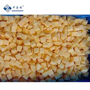 Sinocharm BRC الصين المجمدة الفواكه الطازجة تصنيع بسعر الجملة 10X10mm IQF المجمدة الخوخ الأصفر مكعبات للعصير أو المربى
