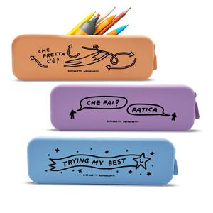 Étui à crayons couleur unie, dessins dégoulinants, plat, 20x6,5 H.3 CM, assorti - Product Image 1