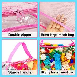 Sac de rangement pour jouets transparent à fermeture éclair en PVC multifonctionnel, ensemble de sacs de rangement imperméables pour blocs pour enfants - Product Image 6