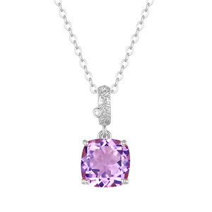 Collar de Plata de Ley 925 Personalizado con Cuentas, Cristales Naturales Tallados en Hielo, Colgante con Corte Princesa, Cadena Cruzada Minimalista - Product Image 6
