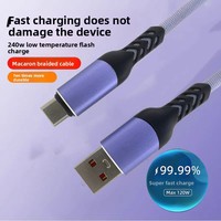Câble de charge USB 3.0 Type-C 6A 120W à charge ultra-rapide avec gaine TPE, fabricant de logos personnalisés