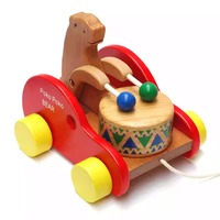 Jouet éducatif en bois pour tout-petits : Ours tambourineur à tirer – Apprentissage précoce 4-6 ans – Emballage en boîte couleur – Modèle Ydl-1203