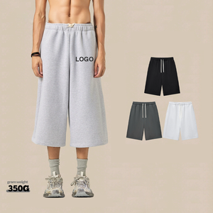 Unisex 350G dei pesi massimi di alta qualità con cintura elastica Casual a gamba larga in pile <span class=keywords><strong>pantaloni</strong></span> della <span class=keywords><strong>tuta</strong></span> <span class=keywords><strong>Capri</strong></span> <span class=keywords><strong>pantaloni</strong></span> della <span class=keywords><strong>tuta</strong></span> larghi - Product Image 2