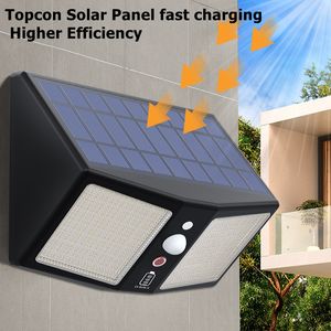 Lampu Surya 2000LM 360LED yang Ditingkatkan, 6 Model Sensor Gerak IP65 Tahan Air, Lampu Dinding untuk Halaman Luar Ruangan + Kabel USB + Pengait - Product Image 3