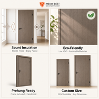 Porte intérieure moderne Mexin en bois gris, insonorisée, pré-montée avec cadre et panneau, idéale pour chambre, appartement, rénovation de maison