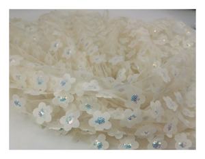 सफेद रंग 3D फूल और सेक्विन मनका कढ़ाई दुल्हन शादी की पोशाक और घूंघट कपड़े बच्चों बाल गौण स्कर्ट - Product Image 3