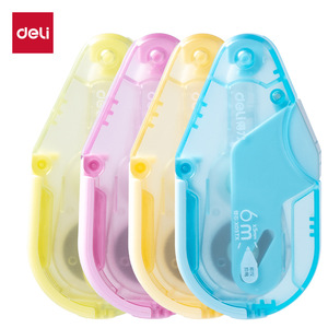 Deli Correction Tape 6M Push Button Refillable Plastic Student Stationery Colorful Transparent Case - Product Image 1