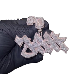 Special Front Hip Hop Iced Letter Pendant Cuban Link <b>Chain</b> 925 Silver Moissanite Baguette Cut Initial Letter <b>Name</b> GRA Certified - Product Image 1