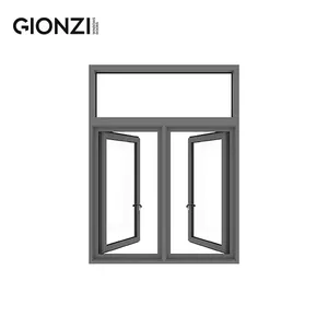 GIONZI House Window Design porte e finestre in vetro inclinabile e girevole fornitore di alluminio rivestimento finitura moderna cina finestra nera