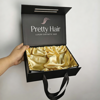 Boîte cadeau en papier pour extensions de cheveux avec fermeture magnétique en carton, taille personnalisée, logo personnalisé, boîte de luxe pour perruque avec doublure en satin