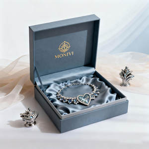 Caja Rígida Azul de Cartón para Regalo, Joyería, Pulseras, Collares, Almacenamiento, Cajas Magnéticas de Cartón Premium con Logotipo Estampado en Caliente - Product Image 1