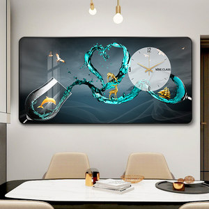 Cuadro de Pared Moderno <span class=keywords><strong>y</strong></span> Sencillo de Lujo Ligero con Reloj, Decoración de Copa de <span class=keywords><strong>Vino</strong></span> para Restaurante, Cuadro Colgante para Sala de Estar <span class=keywords><strong>y</strong></span> Dormitorio - Product Image 4