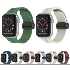 Pulsera más nueva, Correa con hebilla plegable magnética, correas de reloj de silicona para <span class=keywords><strong>Apple</strong></span> <span class=keywords><strong>Watch</strong></span> Series 9 8 7 Ultra 2 49mm 45mm 40mm - Product Image 6