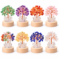 Lampe LED Arbre à Argent en Cristal Naturel, Veilleuse en Grappe de Pierres Précieuses pour Chambre à Coucher, Décoration Intérieure, Cadeau