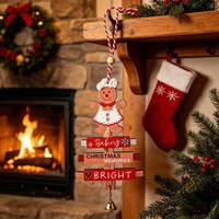 Ornement de Noël en bois en forme de pain d'épices, avec inscription 'Baking Sign' et motif 'Rustic Girl', décoration suspendue pour arbre, souvenirs de Noël, cadeau de fêtes