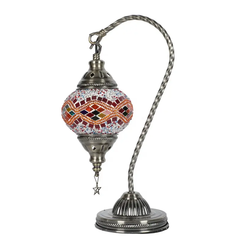 Moroccan Handmade Tiffany Turkish Lamp with Stained Glass Shade Dimmable Mosaic Table Lamps