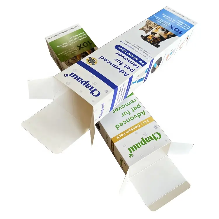 गर्म बिक्री तह सफेद कार्ड कागज बॉक्स आपूर्तिकर्ता कस्टम डिजाइन मुद्रित लोगो गत्ता कागज पालतू बाल ब्रश पैकेजिंग बक्से