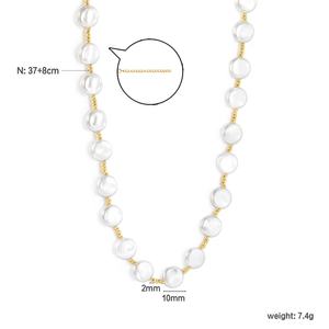 Nouveaux colliers tendance en perles, plaqués or 18 carats, bijoux en acier inoxydable, collier ras du cou en pierre violette pour femmes - Product Image 2