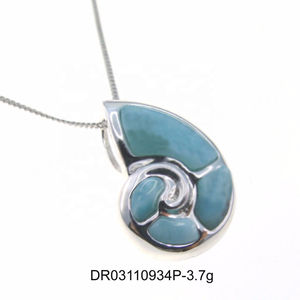 Vente flash Bijoux style vie marine, pendentif en larimar bleu, pendentif en argent 925 pour femme - Product Image 2