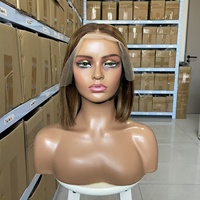 Pelucas Bob de Cabello Humano con Encaje Frontal 13x4, Coloridas, de Cabello Vietnamita Liso Natural, Pelucas Bob Cortas de Cabello Humano