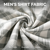Chemise à carreaux en mélange coton-polyester pour homme, boutonnée, décontractée, gris crème, épaules tombantes, OEM ODM, personnalisable, style bureau