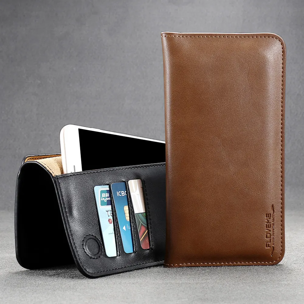 Free Shipping 1 Sample OK FLOVEME Phone Card Holder Wallet Real Leather Purse Wallet