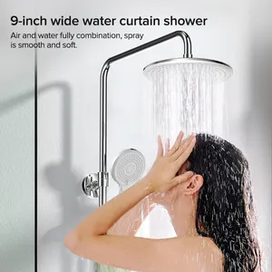 JOMOO Set Keran Kamar Mandi, 3 Pengaturan Kepala Shower Set, Sistem Shower Dipasang Di Dinding 3 Cara Tekanan Lebar Air Tirai Shower Mixer