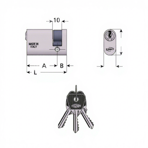 Barils demi-ovales cylindriques Série 141 L avec guide-clé, broches et contre-broches en acier inoxydable, ressorts et came - Product Image 1