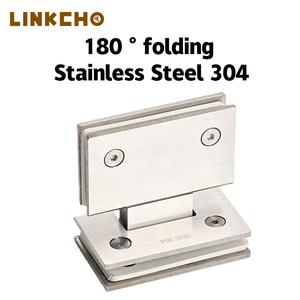 Linkcho 304/201 thép không gỉ cửa kính không khung bản lề hai chiều Phòng tắm kính Clip phòng tắm vòi hoa sen bản lề 90/180 độ - Product Image 2