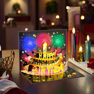 EE. UU. Stock disponible regalo creativo vela soplable diseño canción saludo fuegos artificiales luz música Pop up 3D TARJETA <span class=keywords><strong>DE</strong></span> Feliz <span class=keywords><strong>cumpleaños</strong></span> - Product Image 1