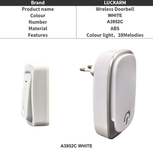 Sonnette sans fil écologique en plastique, grande puissance de pénétration pour hôtel, appartement, sonnette d'alarme sans fil - Product Image 4