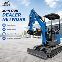 Mini-excavatrice LAWNIO 18L avec cabine, moteur Kubota D722, commande pilote, chenilles en caoutchouc, pour travaux agricoles et chantiers professionnels, directement de l'usine