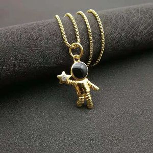 Collar de Astronauta Yunnique con Colgante de Dibujos Animados en Bisel, Cadena Unisex para Suéter, Regalo - Product Image 2