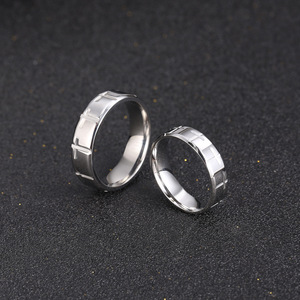 <b>Couple</b> <b>Rings</b> Titanium Steel Geometric Design Wedding Band Unisex Fashion Jewelry SA1052 - Product Image 3