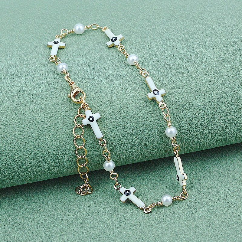 White Enamel Eye Cross  WA