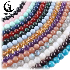 Zhe Ying 6mm 8mm 10mm round natural stone beads bracelet healing crystal loose gemstone stone round beads for jewelry making