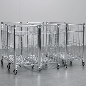 Thép không gỉ Heavy-Duty ráp CuộN container 4 Sides kim loại lồng CuộN xe đẩy với bánh xe mạ kẽm kho OEM/ODM - Product Image 4