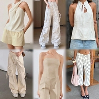 Yazlık Kadın Karışık Kullanılmış Giyim Toptan Lot Vintage Üstler Pantolonlar Etekler Elbiseler İkinci El Moda Stok Balyaları